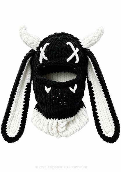Halloween Bunny Ear Devil Horn Y2K Knitted Balaclava Cherrykitten