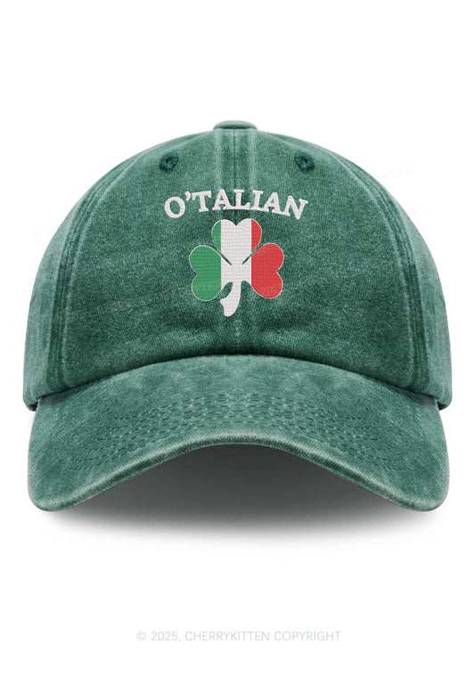 Embroidered OTalian Shamrock St Patricks Y2K Washed Baseball Cap Cherrykitten