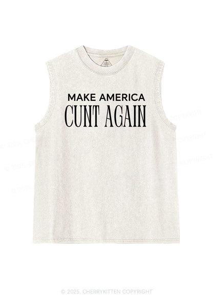 Make America Cxxt Again Y2K Washed Muscle Tank Cherrykitten