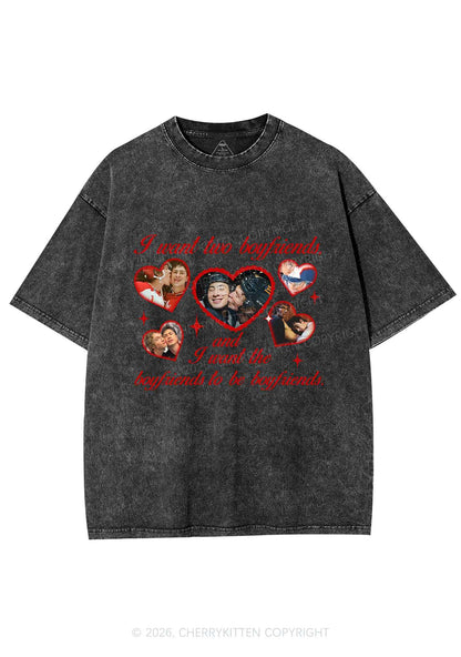 I Want Two Boyfriends HR Y2K Shirts Washed Tee Cherrykitten