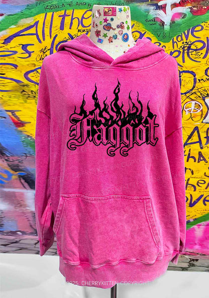 Halloween Goth Faggot Pride Y2K Washed Hoodie Cherrykitten
