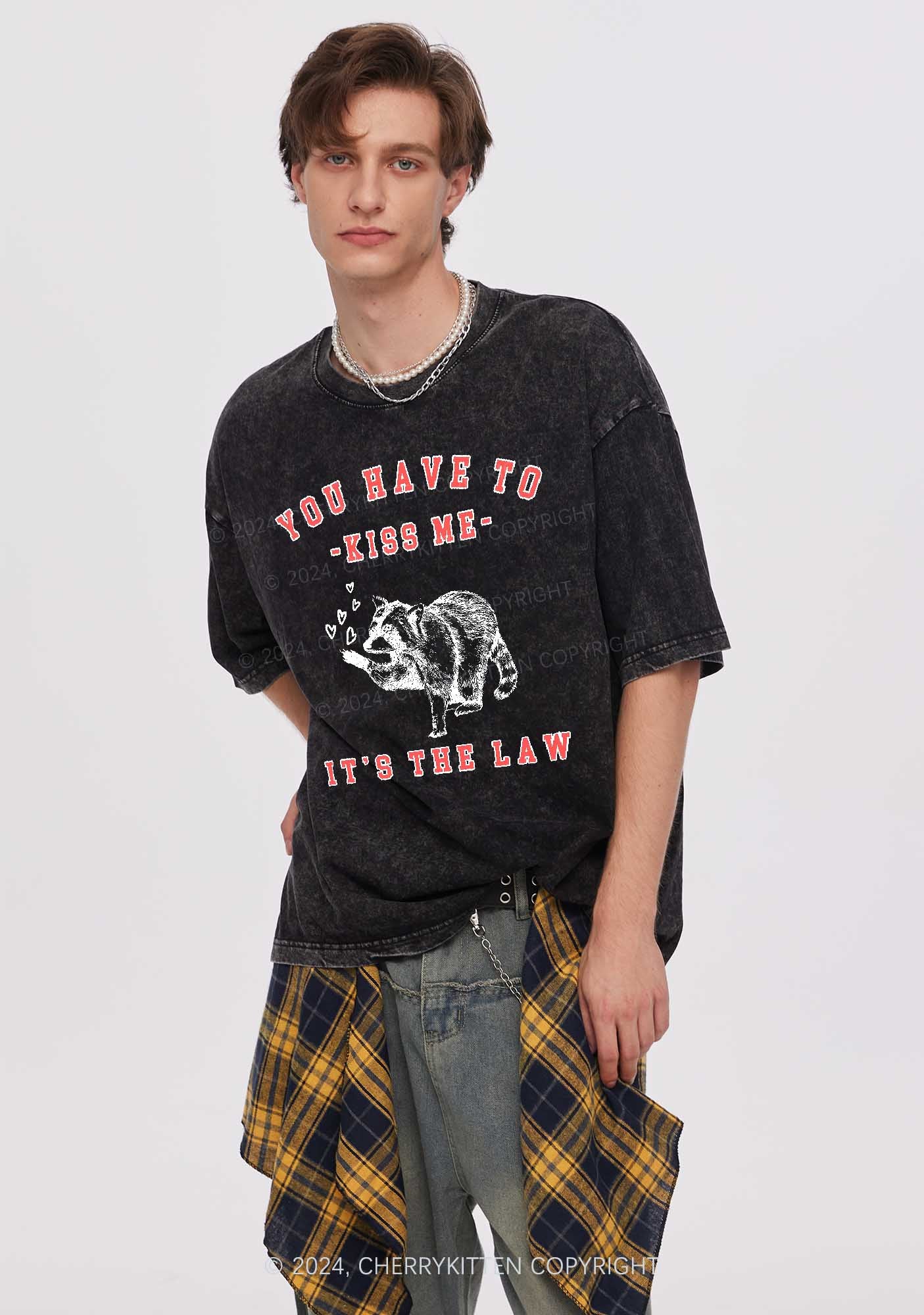 You Have To Kiss Me Y2K Valentine's Day Washed Tee Cherrykitten
