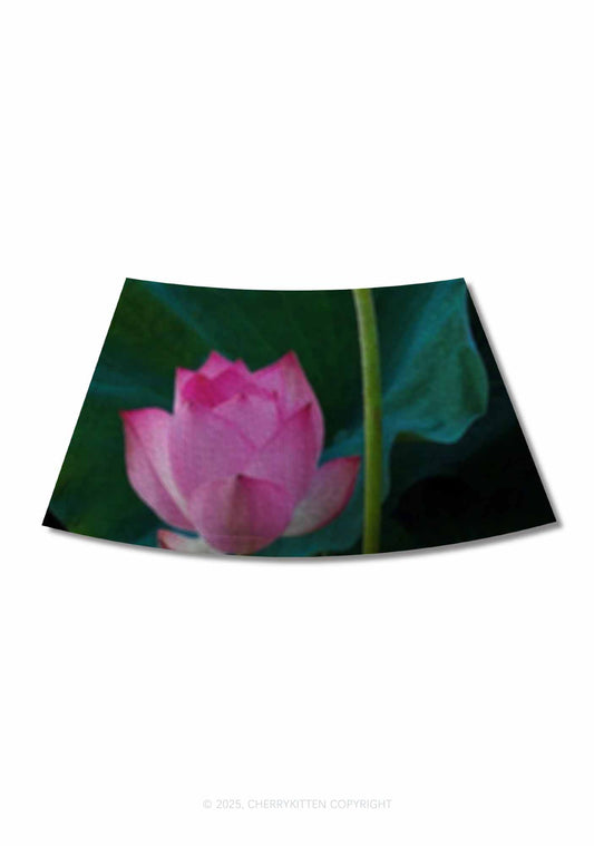 Lotus Flower Y2K Print Mini Skirt Cherrykitten