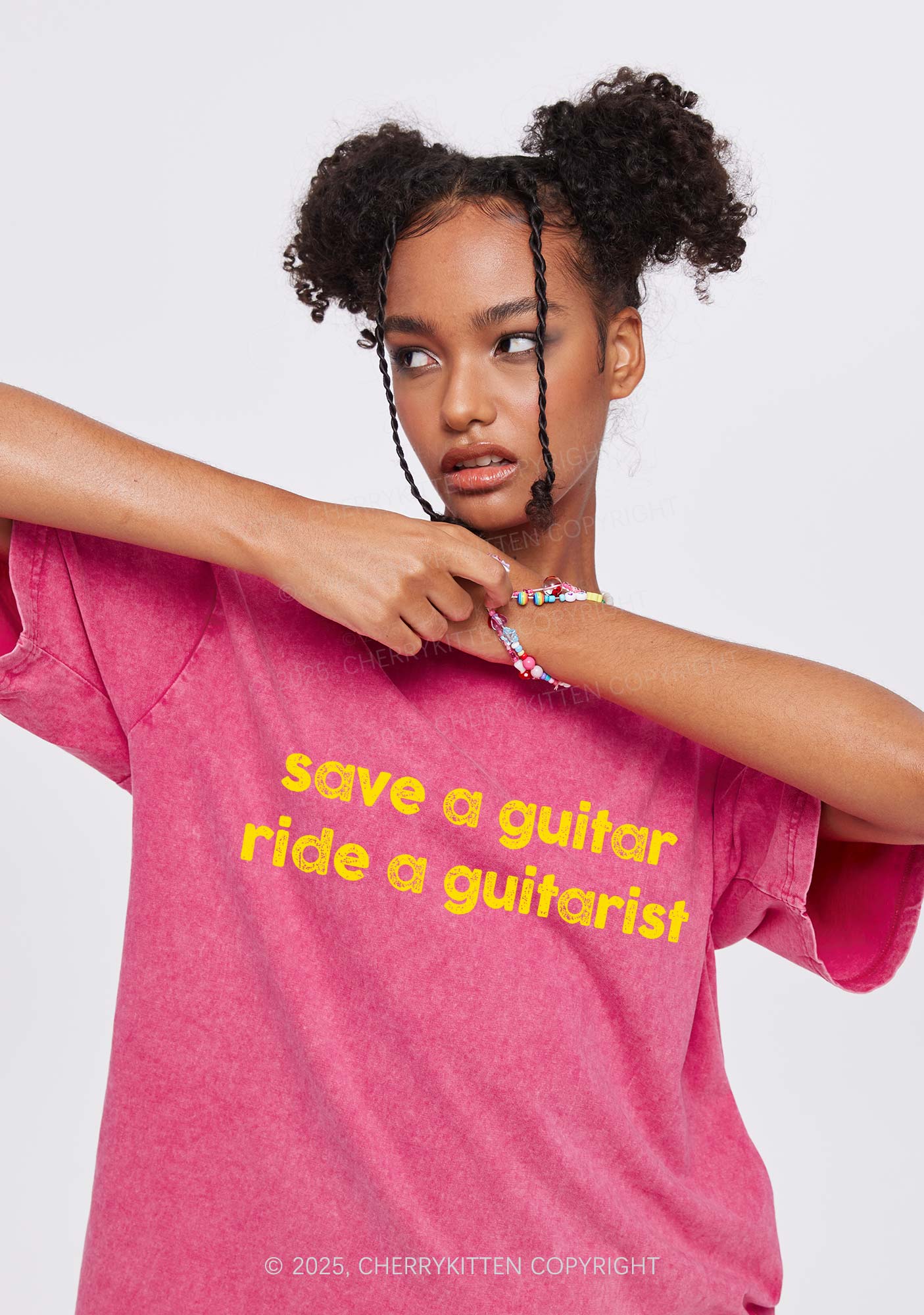 Ride A Guitarist Y2K Shirts Washed Tee Cherrykitten