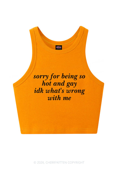 Sorry For Being Gay Pride Y2K Crop Tank Top Cherrykitten
