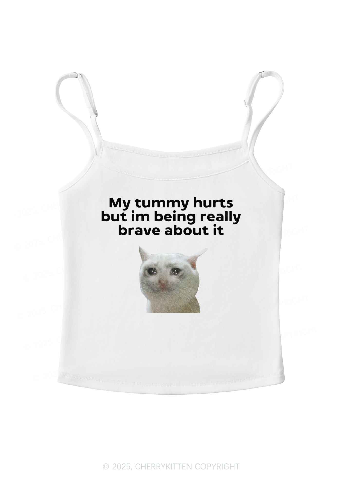 Cat Tummy Hurts Y2K Spaghetti Strap Cami Cherrykitten