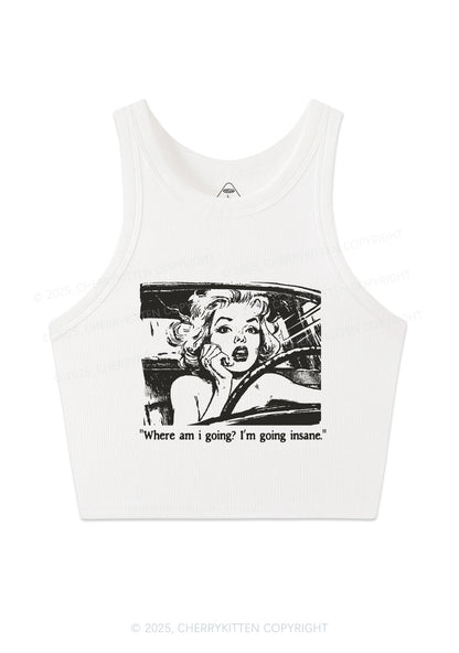 Woman Going Insane Y2K Crop Tank Top Cherrykitten