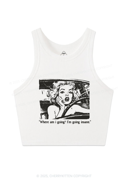 Woman Going Insane Y2K Crop Tank Top Cherrykitten