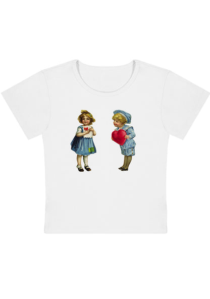 Curvy Boys Girls Red Hearts Baby Tee