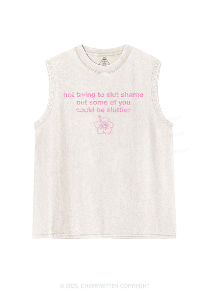 Glitter Not Trying To Slxt Shame Y2K Washed Muscle Tank Cherrykitten