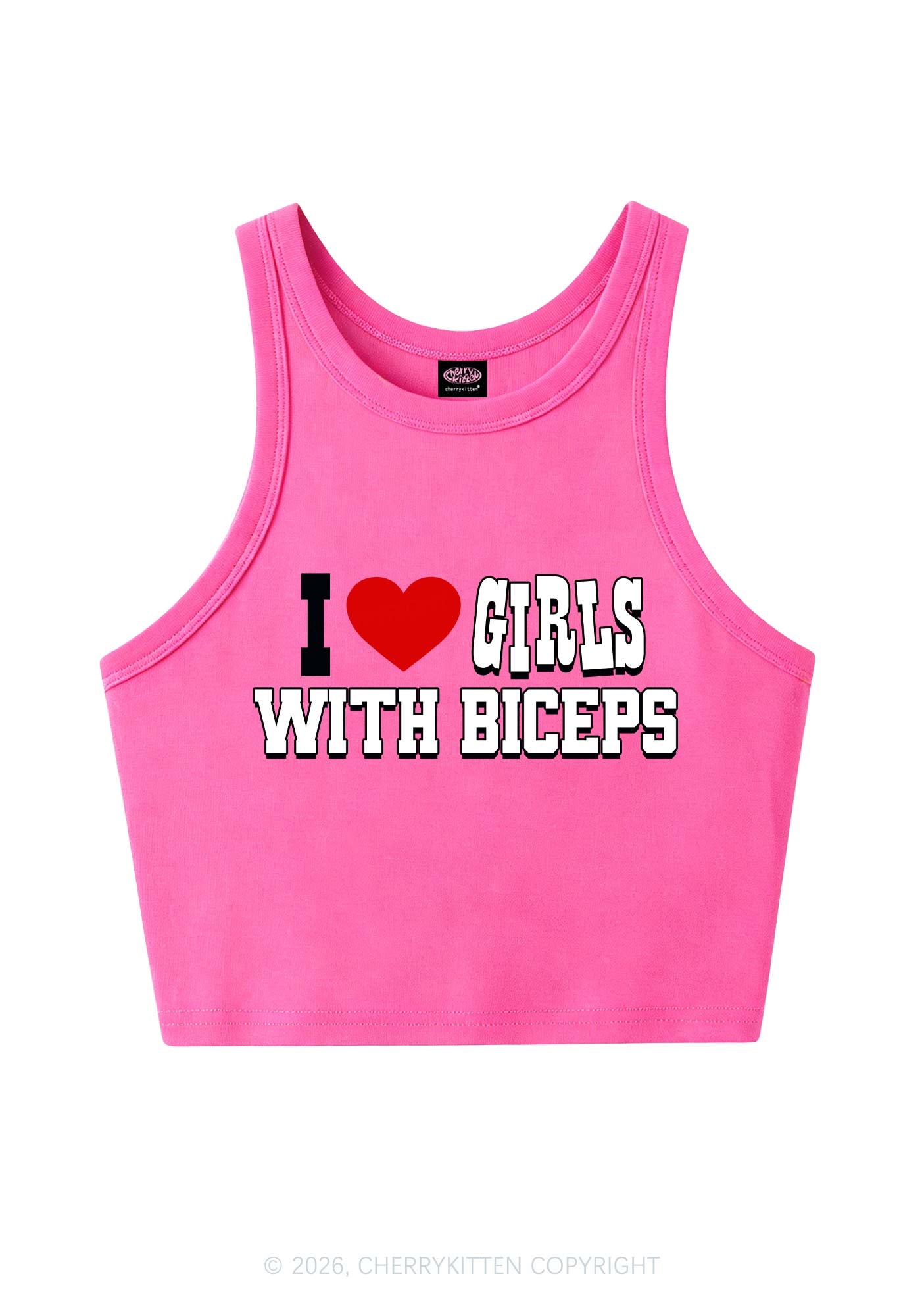I Love Girls With Biceps Y2K Crop Tank Top Cherrykitten