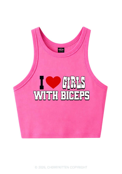 I Love Girls With Biceps Y2K Crop Tank Top Cherrykitten