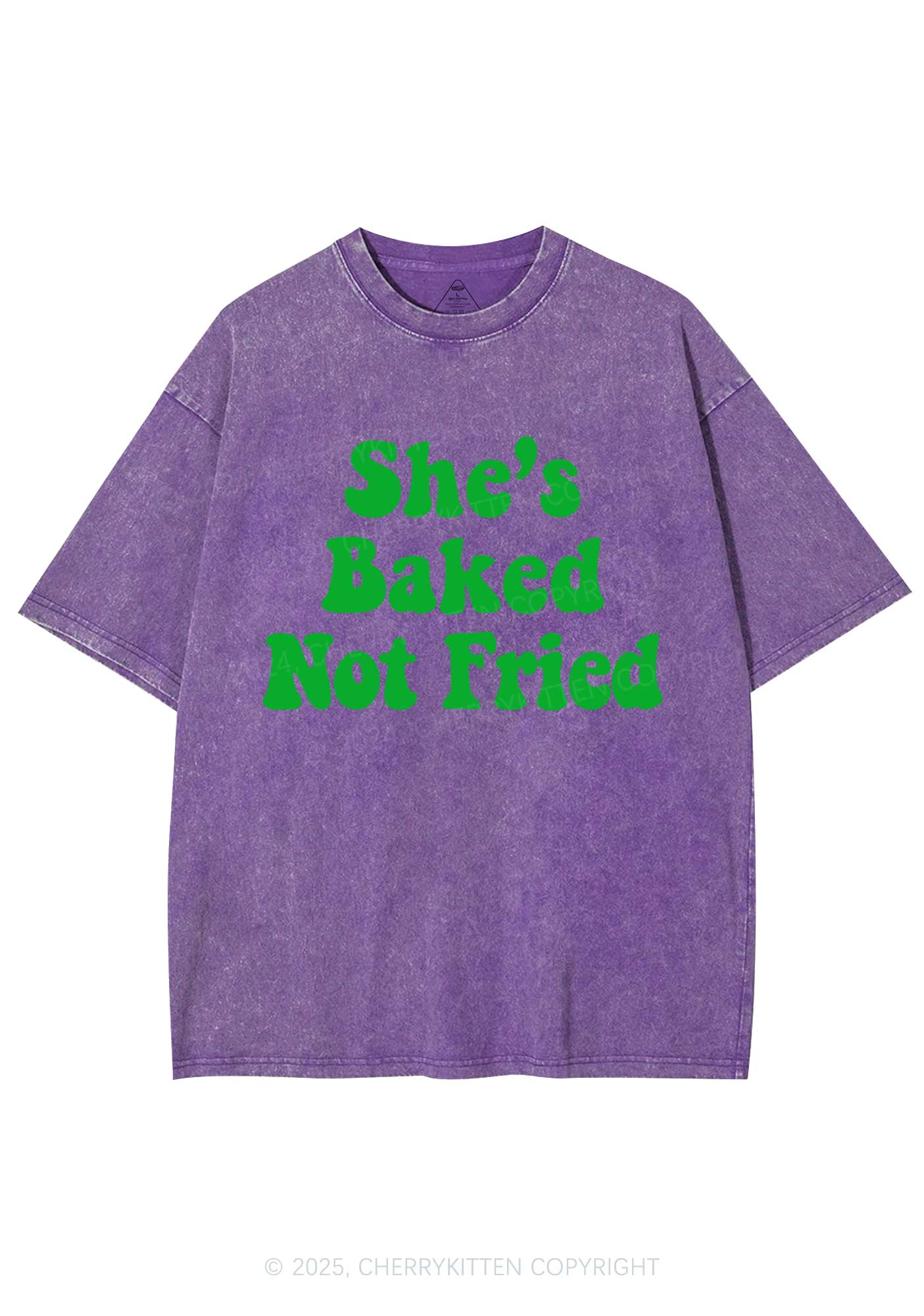 She Is Baked Not Fried Y2K Shirts Washed Tee Cherrykitten