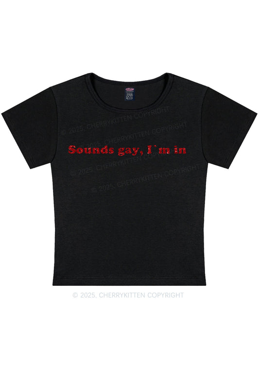 Glitter Sounds Gay Pride Y2K Baby Tee Cherrykitten