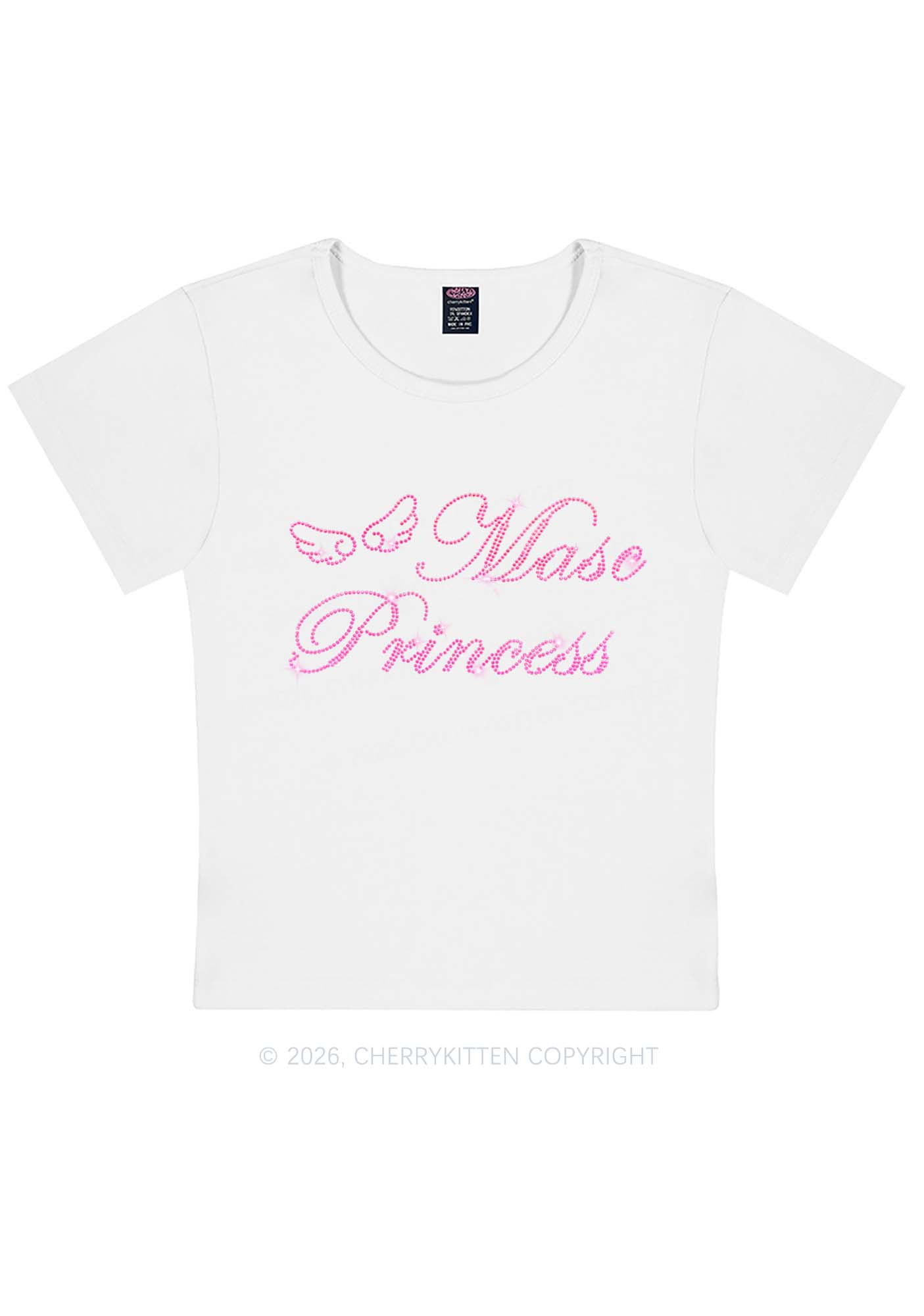 Rhinestone Masc Princess Pride Y2K Baby Tee Cherrykitten