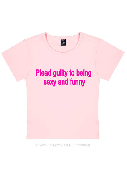 Plead Guilty To Being Funny Y2K Baby Tee Cherrykitten