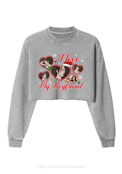 Custom Christmas I Love My GF Y2K Crop Washed Sweatshirts Cherrykitten