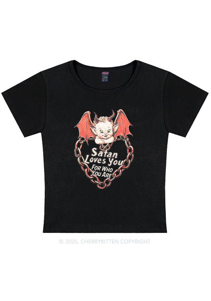 Satan Loves You Y2K Baby Tee Cherrykitten