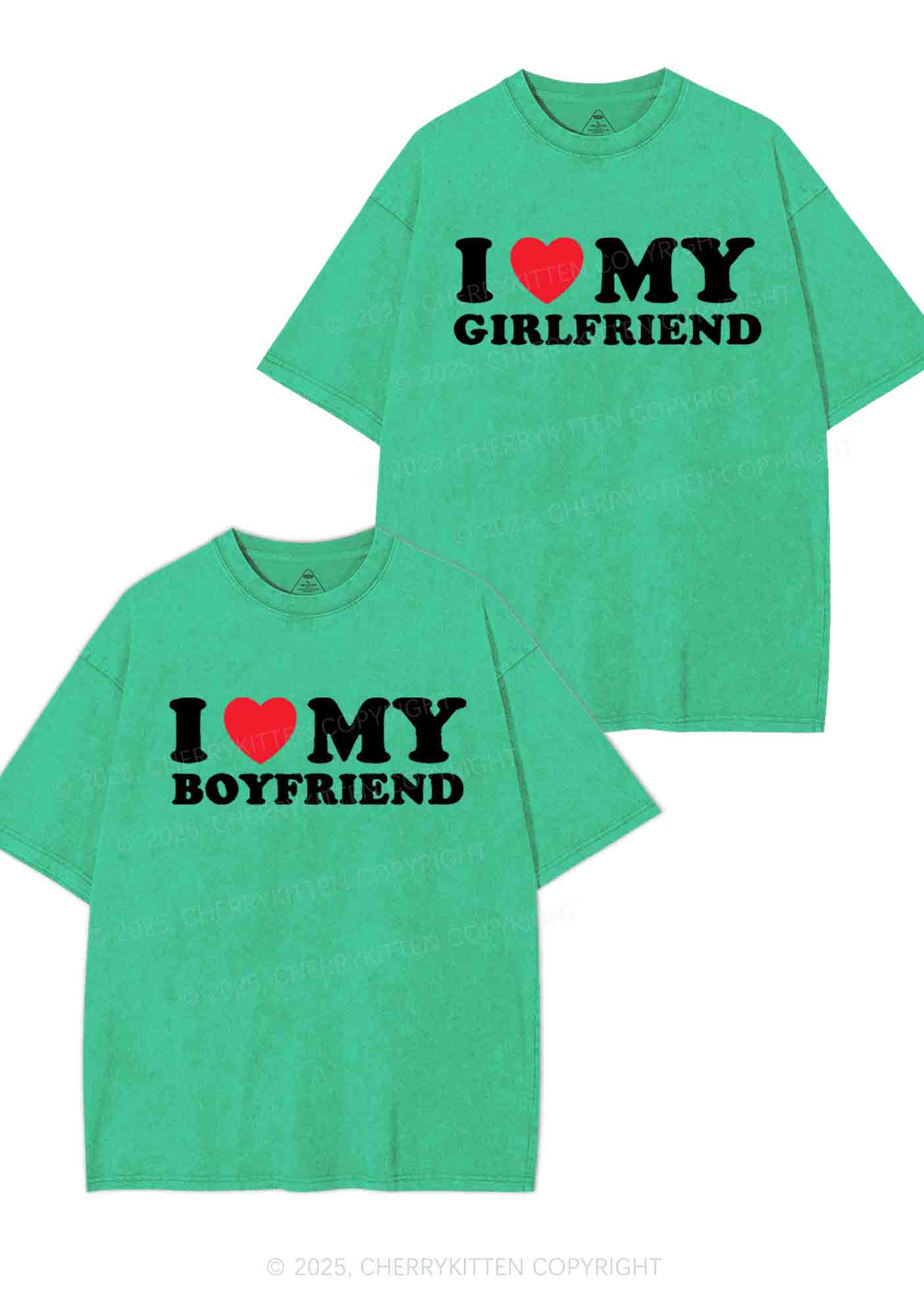 I Love GF BF Y2K Valentine's Day Washed Tee Cherrykitten