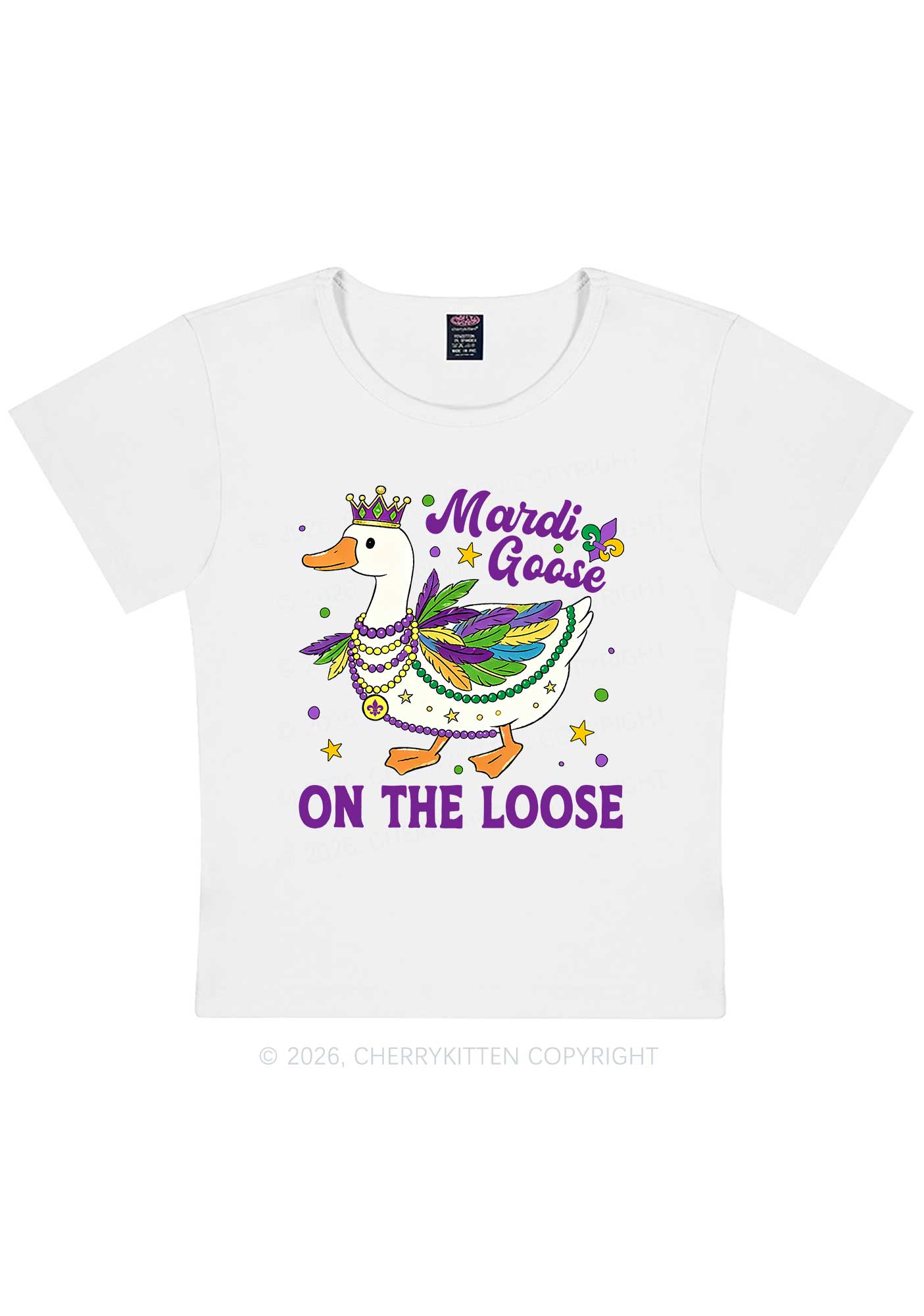 Mardi Goose On The Loose Y2K Baby Tee Cherrykitten