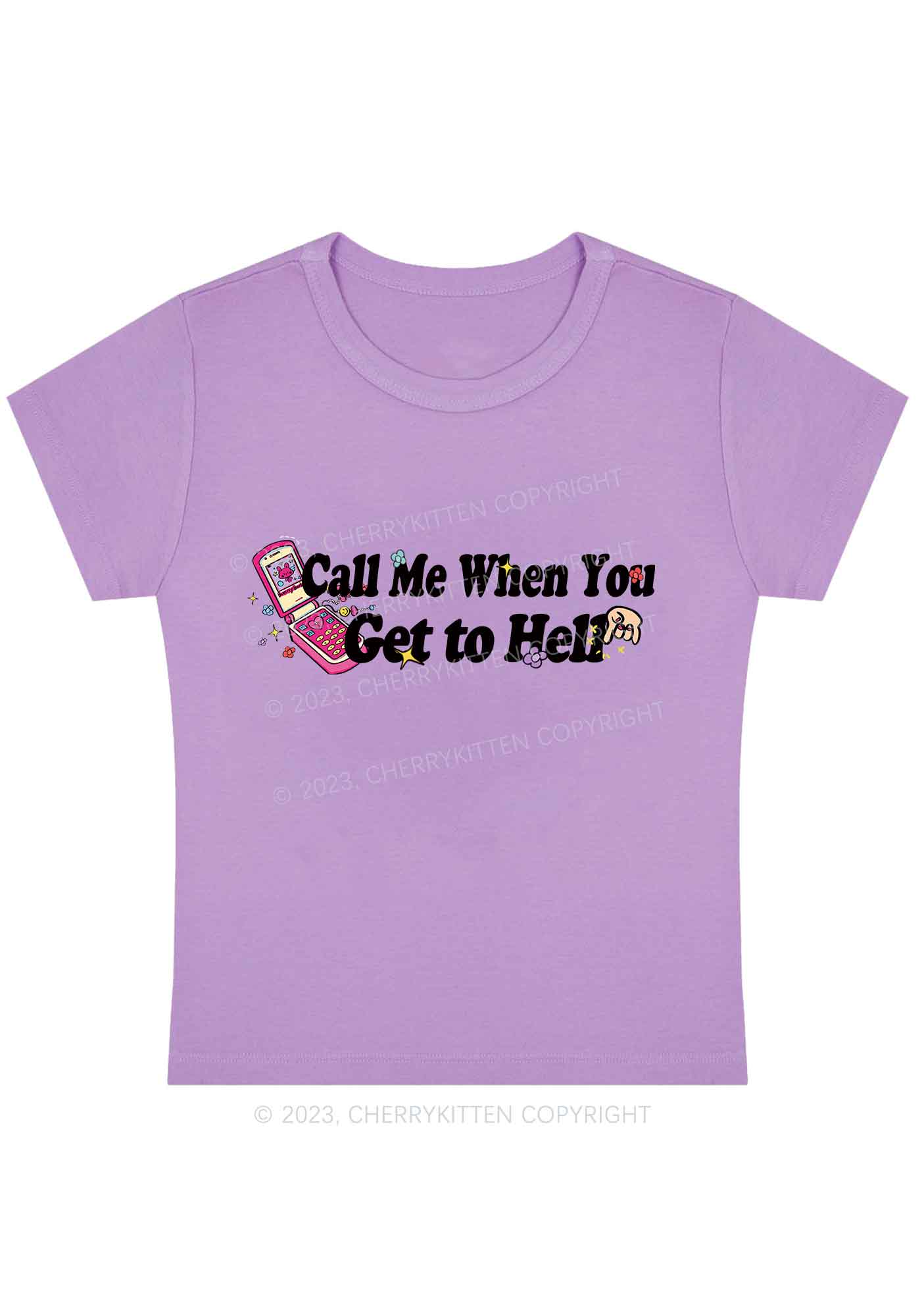 Call Me When You Get To Hell Y2K Baby Tee Cherrykitten