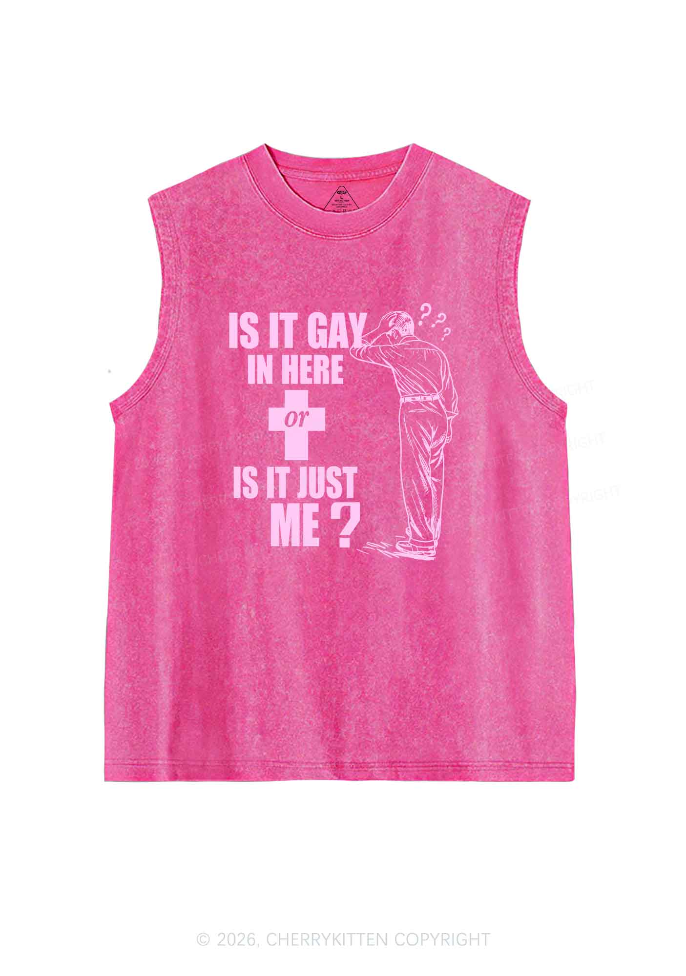 Is It Gay In Here Pride Y2K Washed Muscle Tank Cherrykitten