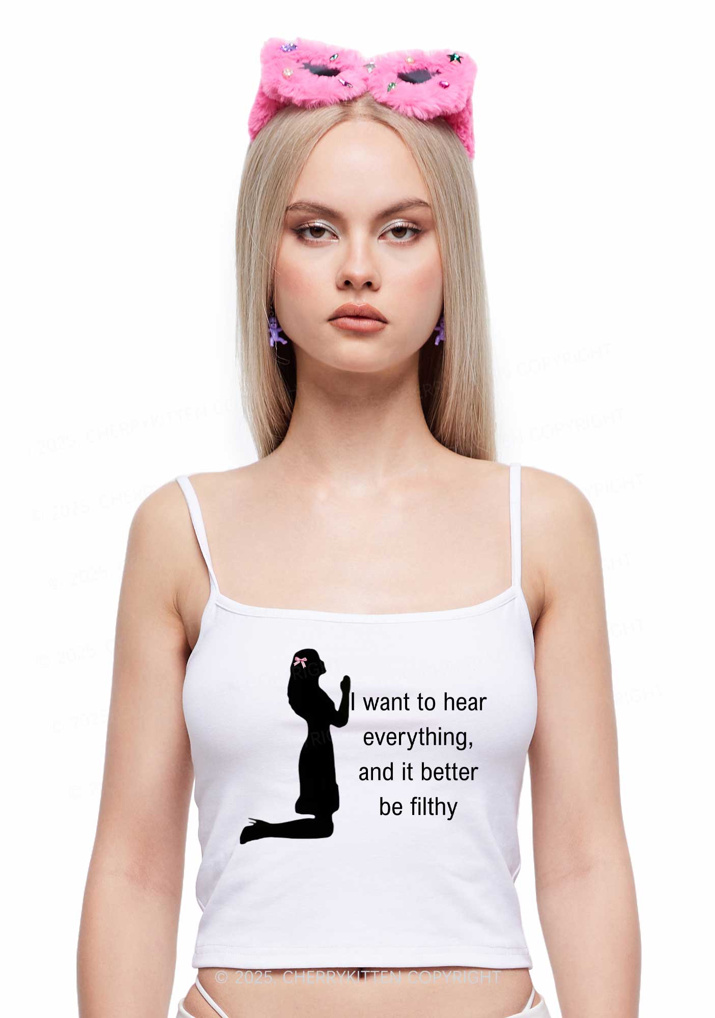 I Want To Hear Everything Y2K Spaghetti Strap Cami Cherrykitten