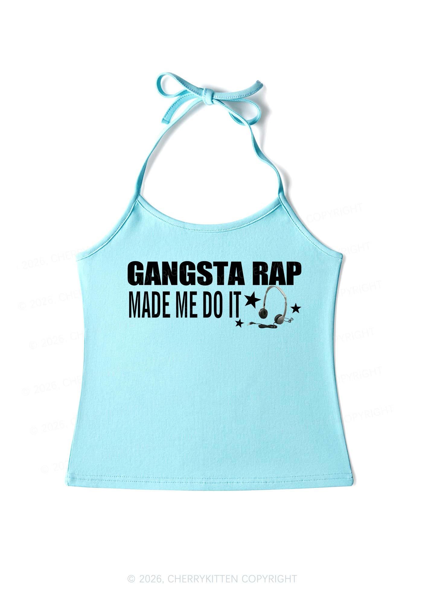 Gangsta Rap Made Me Do It Y2K Halter Neck Cami Cherrykitten