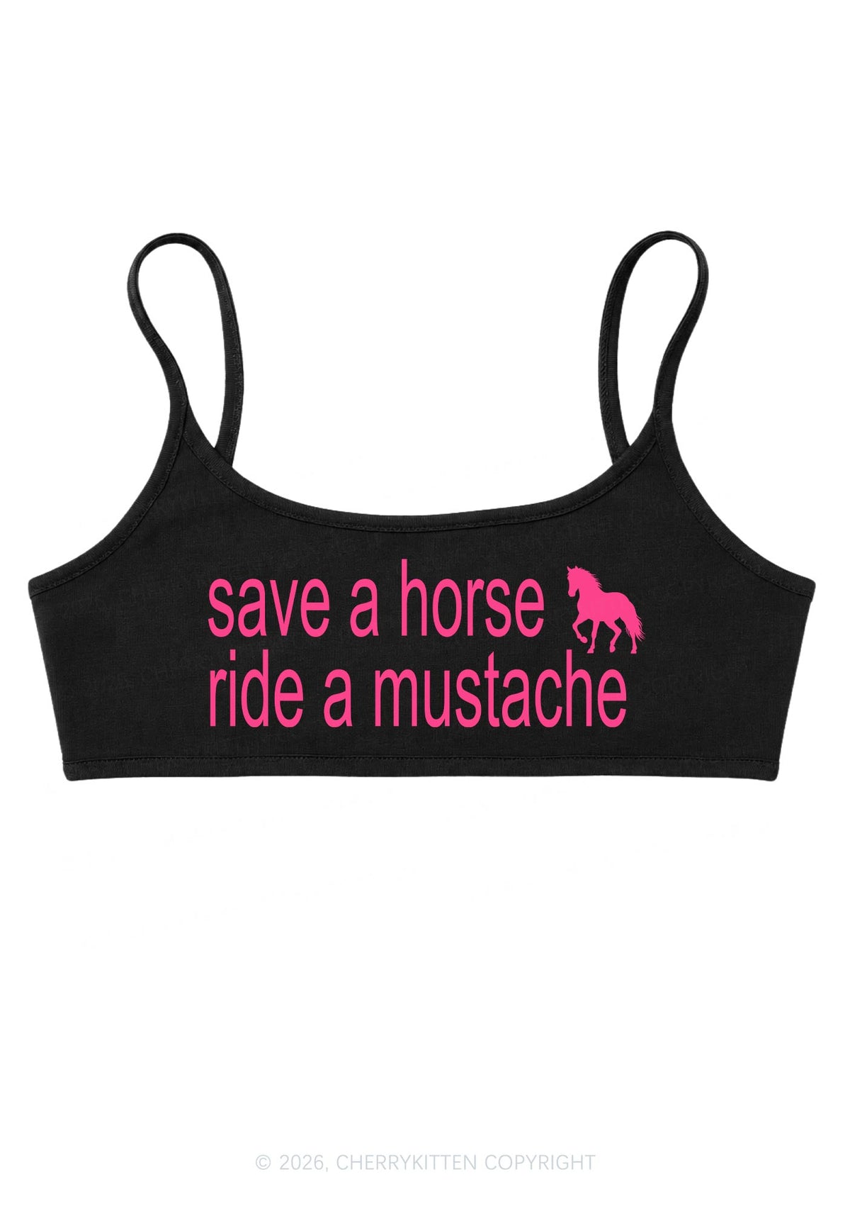 Ride A Mustache Y2K Super Crop Cami Cherrykitten
