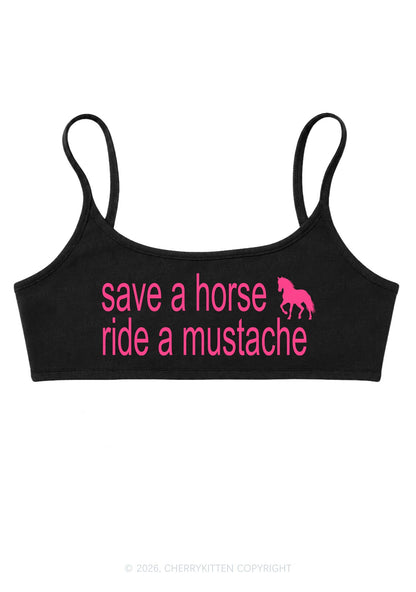 Ride A Mustache Y2K Super Crop Cami Cherrykitten