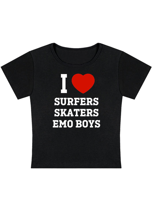 I Love Surfers Skaters Emo Boys Y2K Baby Tee
