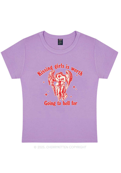 Kissing Girls To Hell Pride Y2K Baby Tee Cherrykitten
