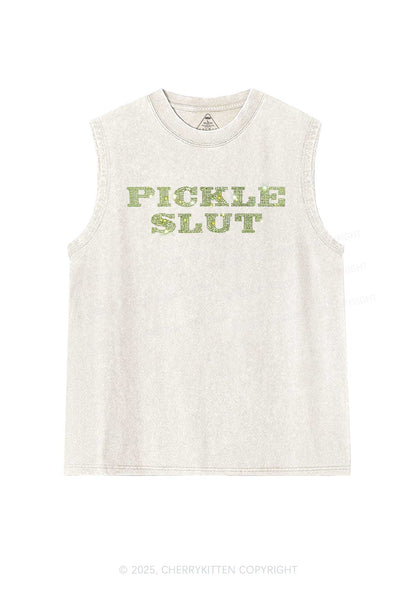 Rhinestone Pickle Slxt Y2K Washed Muscle Tank Cherrykitten
