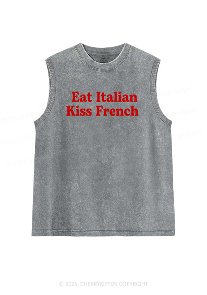 Eat Italian Kiss French Y2K Washed Tank Cherrykitten