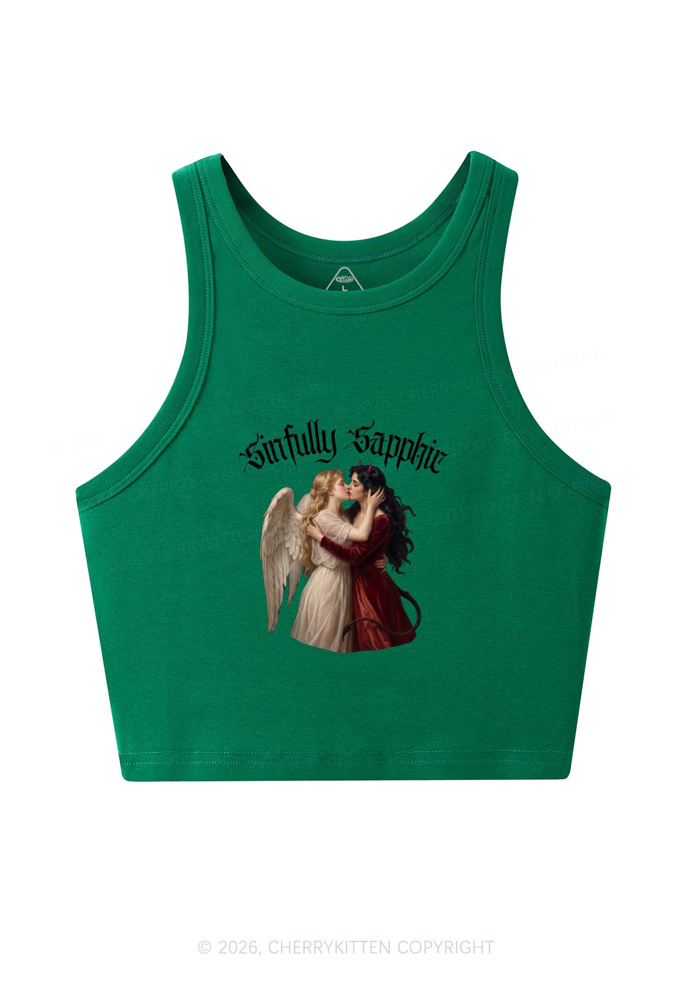 Sinfully Sapphic Pride Y2K Crop Tank Top Cherrykitten