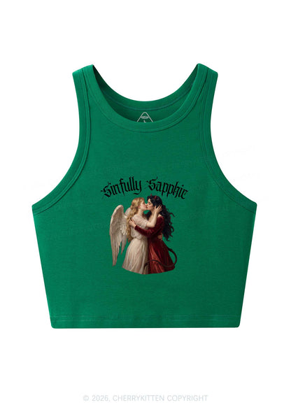 Sinfully Sapphic Pride Y2K Crop Tank Top Cherrykitten