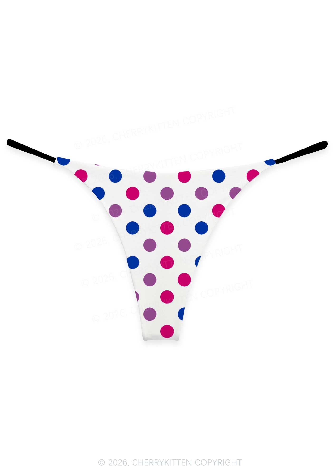 Bisexual Dots On White Pride Y2K Print Bikini String Thong Cherrykitten