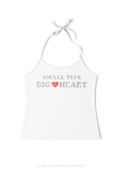 Rhinestone Big Heart Y2K Halter Neck Cami Cherrykitten