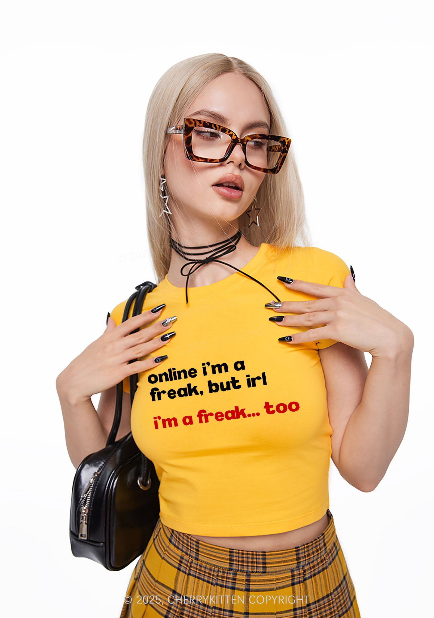 Im A Freak Y2K Baby Tee Cherrykitten