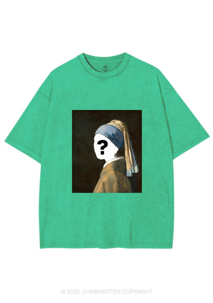 Custom Pearl Portrait Y2K Shirts Washed Tee Cherrykitten