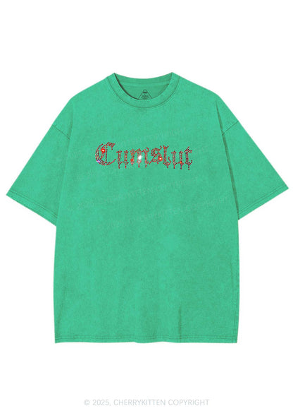 Rhinestone Cxmslxt Y2K Shirts Washed Tee Cherrykitten