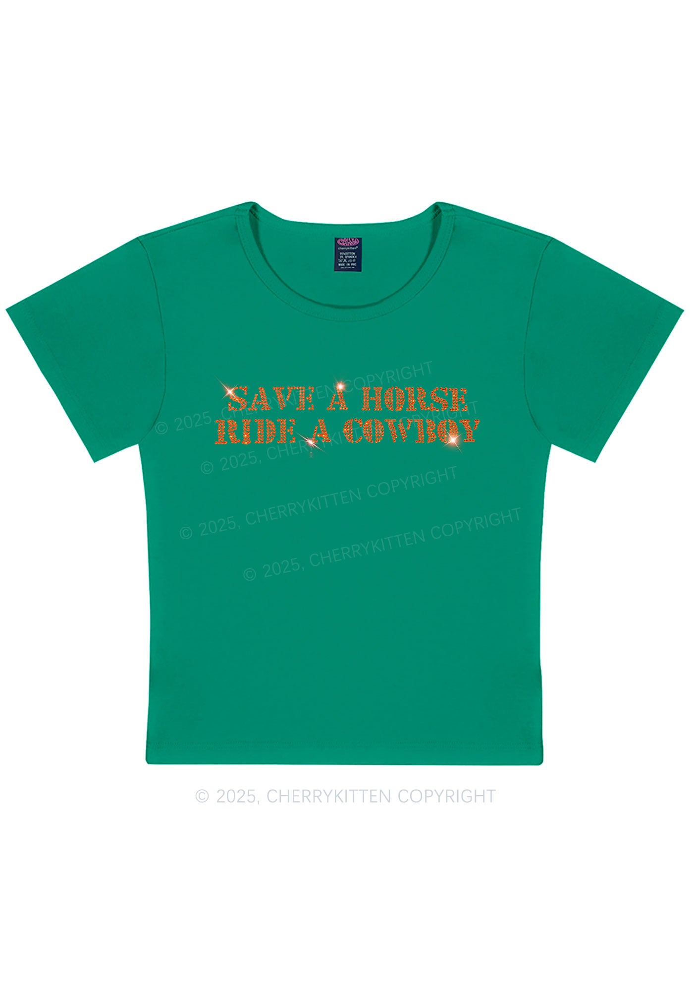 Rhinestone Save A Horse Ride A Cowboy Y2K Baby Tee Cherrykitten