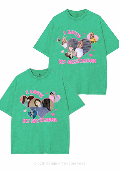Custom GF BF Photo Y2K Valentine's Day Washed Tee Cherrykitten