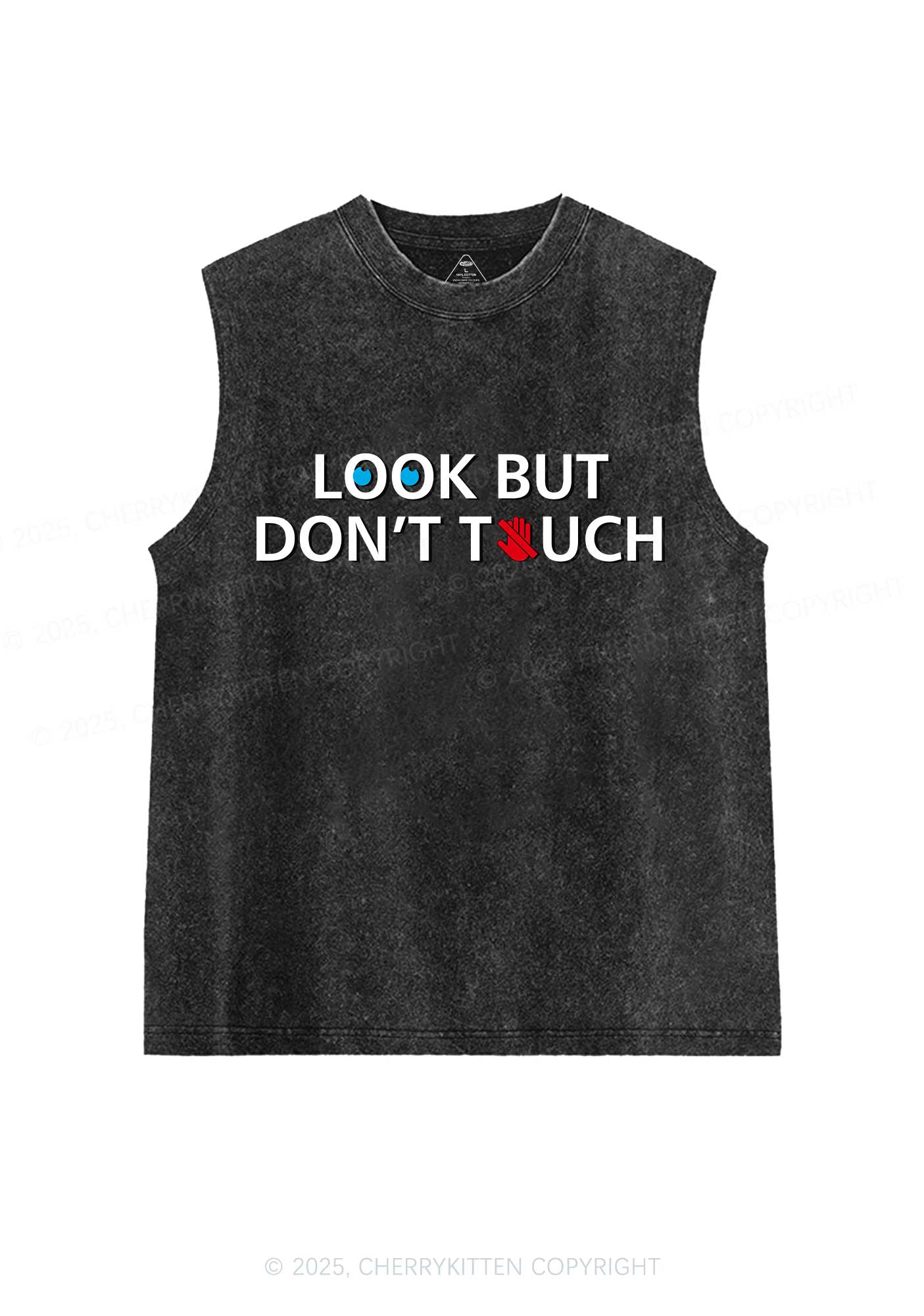 Look Dont Touch Y2K Washed Muscle Tank Cherrykitten