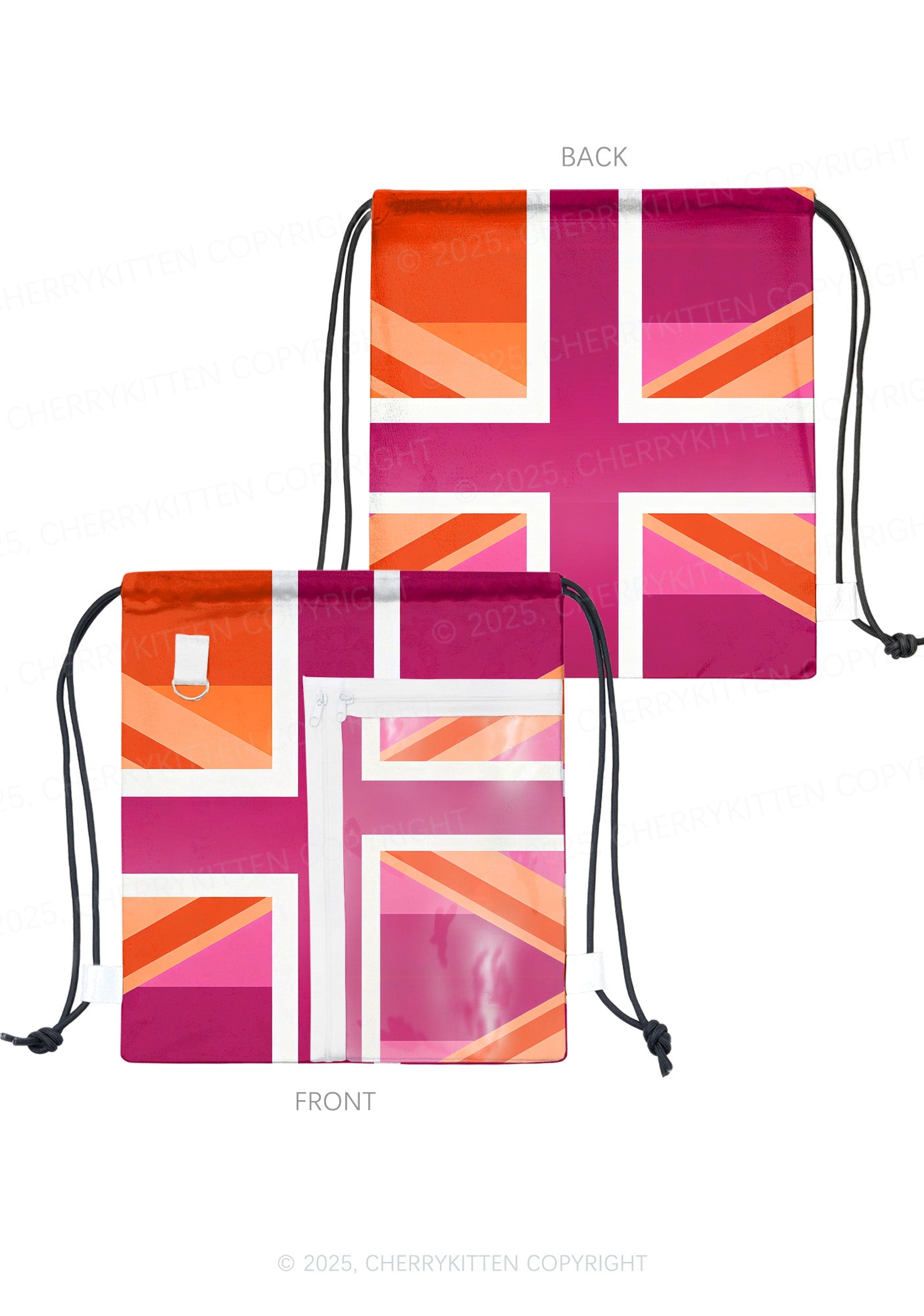Lesbian Cross Flag Pride Y2K Drawstring Itabag Backpack Cherrykitten