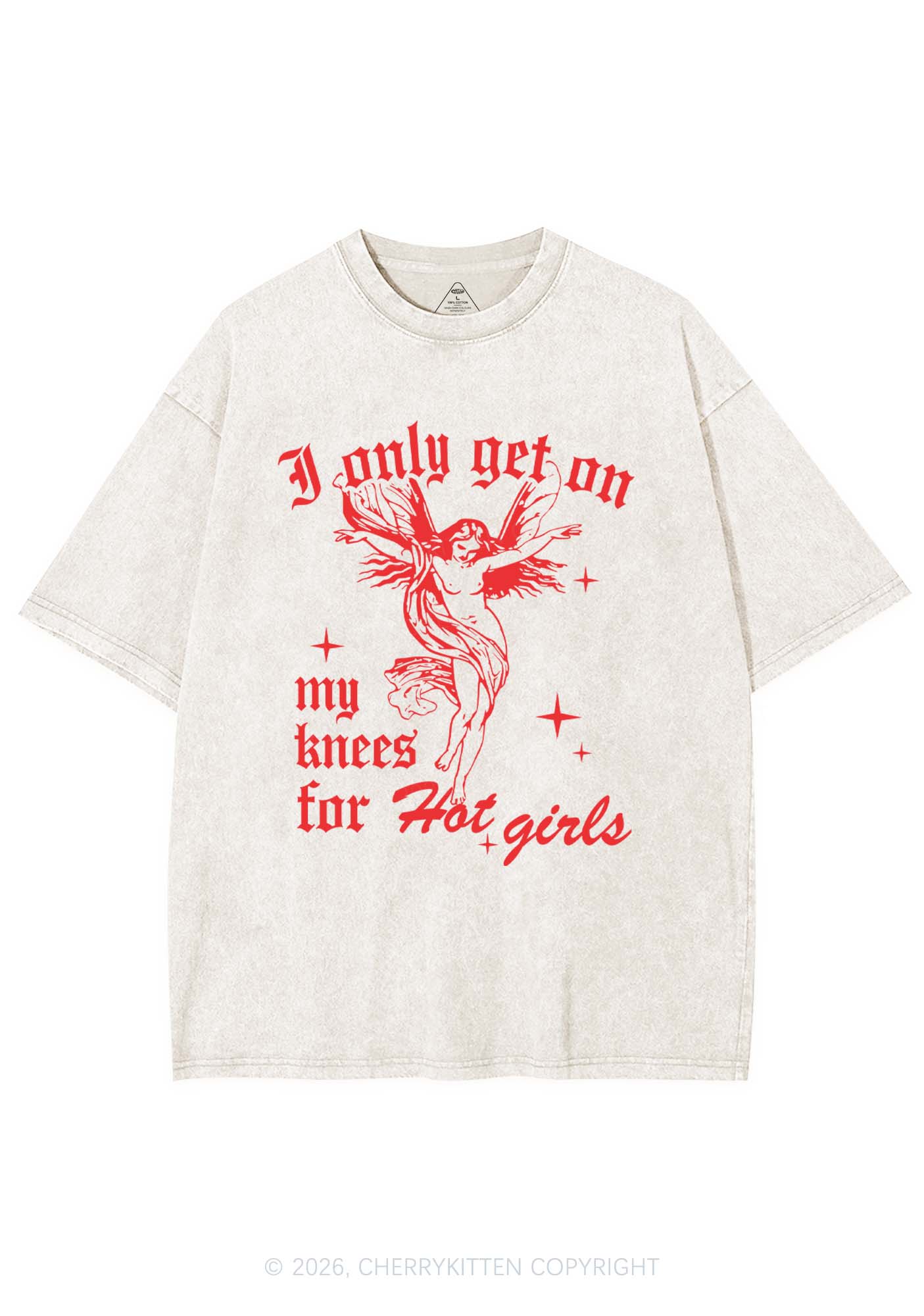 On My Knees For Hot Girls Pride Y2K Shirts Washed Tee Cherrykitten