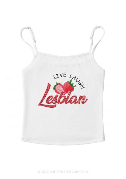 Live Laugh Lesbian Pride Y2K Spaghetti Strap Cami Cherrykitten