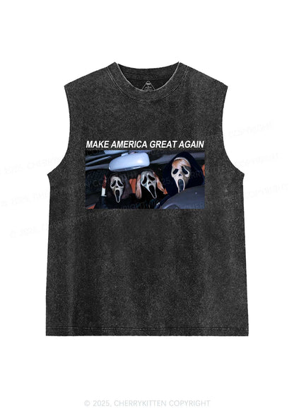 Halloween Ghost Make America Great Again Y2K Washed Muscle Tank Cherrykitten