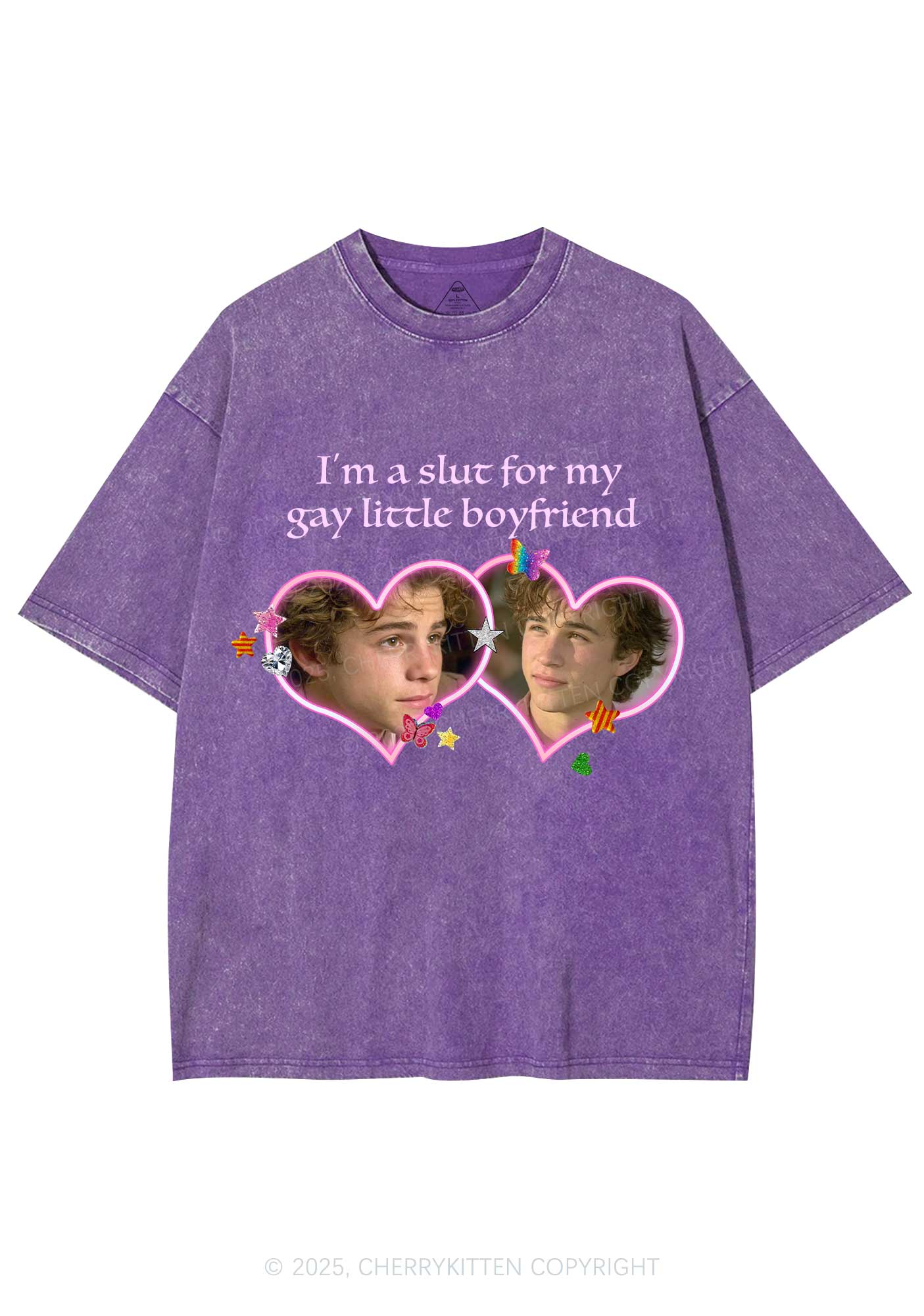 Custom Slxt Gay BF Photo Y2K Shirts Washed Tee Cherrykitten