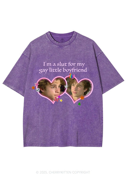 Custom Slxt Gay BF Photo Y2K Shirts Washed Tee Cherrykitten